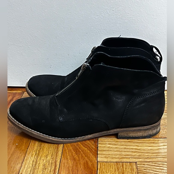 Diba Black Leather Front Zipper Ankle Booties Size 9.5 - Picture 11 of 14